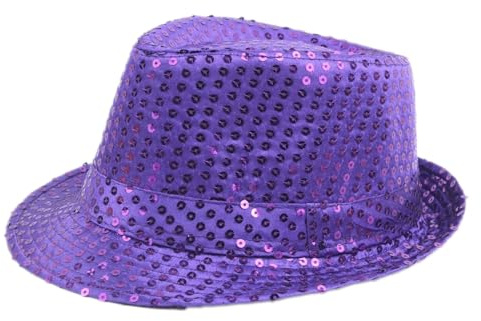 Anevous paljetthatt herr, glitter festhattar vuxna vuxna paljetthatt, scenhatt för kostymtillbehör kostym karneval temafest, utklädnad, lila 60 cm