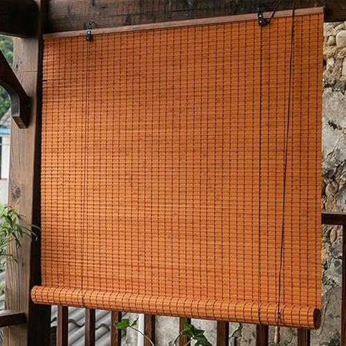 Natür Bambus Rollo Bambusrollo,Retro Bambus Rollo,Garten-Sonnenschutz Jalousien Natur Holzrollos,Sonnenschutz und Sichtschutz Rollo Für Fenster und Türen,Anpassbar