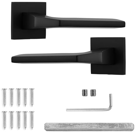 Decoranddecor Penta Aluminium Internal Door Handle Set – Matt Black Finish Lever Hardware for Bedrooms and Bathrooms, Durable Contemporary Design for Residential and Commercial Interior Spaces