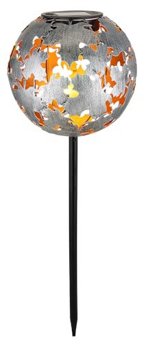 GLOBO LIGHTING Außenleuchte Solarleuchte LED Gartenlampe Deko Ahornblätter Erdspitz Silber