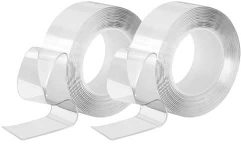 2 Pièces Double Face Extra Fort, Scotch Transparent Double Face, Ruban Adhésif Double Face Robuste, sans Traces pour Affiche/Suspension Murale/Tapis, 2 Rouleaux (3,0 m × 2,0 cm × 1 mm)