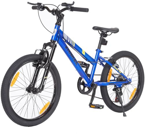 Sinaopus Kinderfahrrad 20, 24 Zoll, geeignet für 6,7, 8, 9, 10, 11 Jahre, 6 Gang, Kettenschaltung, Hochwertige V-Bremse, Kinder Fahrrad für Mädchen & Jungen (Blau-20 Zoll)
