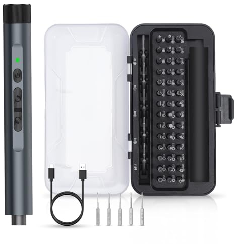 ORIA Destornillador Eléctrico, 49 en 1 Juego de Destornilladores de Precisión con 47 Puntas, 2 Luces LED, Kit de Herramientas de Reparación Inalámbricas Recargables para PC, Portátil y Reloj