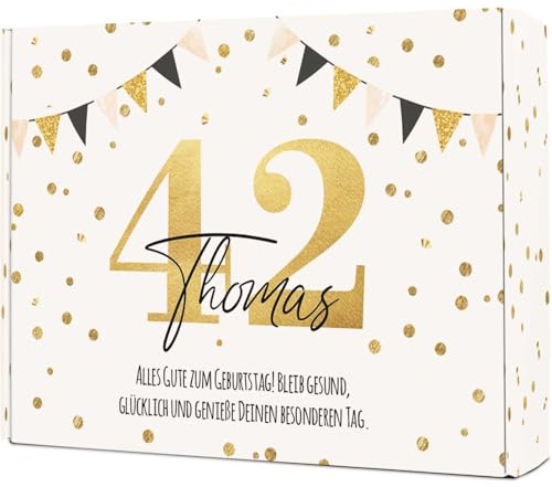 GRAVURZEILE – DIY Geschenkbox zum Selbstbefüllen - Gold - Personalisiert mit Namen - Persönliche Geschenkbox zum Geburtstag - Einzigartige Geschenkverpackung - 35,5 x 28 x 10 cm