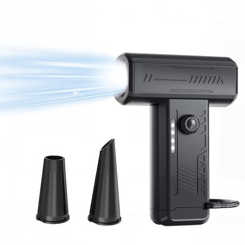 Soplador de polvo eléctrico de aire comprimido, 130000 rpm, secadora soplador con velocidad ajustable sin niveles e iluminación LED, portátil comprimido para PC, electrónica, coche, sofá