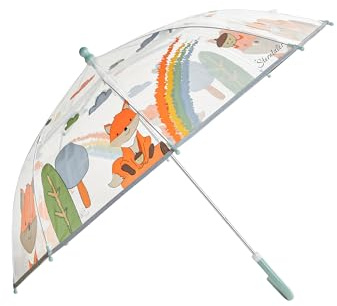 Sterntaler Regenschirm Fuchs Filou - Kinderschirm mit Motivdruck & Klettverschluss - halbrunder Griff - leichte Handhabung - Durchmesser 70cm - Geschenk Idee Unisex - Outdoor, transparent