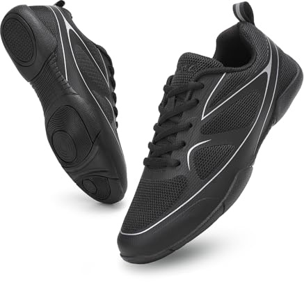 Kvwqoty Chaussures Cheerleading Basket de Danse Femme Chaussure de Danse Enfant Basket Blanche Cheer Cheerleader Sneakers Yoga Compétition Teen School Shoes Girls Noir 38