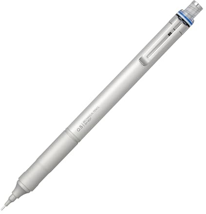 Tombow MONO graph Fine Druckbleistift, silber, Strichstärke 0,5 mm, HB, integrierter Radierer, nachfüllbar, Soft-Touch-Metalgriff [SH-MGF04]