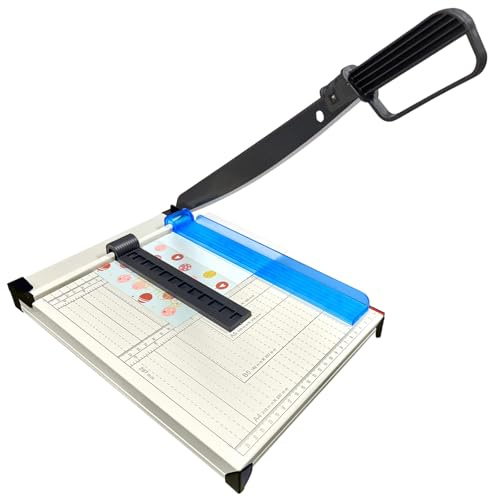 QYLZ Paper Cutter Guillotine, Heavy Duty Titanium Paper Trimmer A4, Duty Metal Base Board, Cutting Performance up to 12 Sheets, for Label, Greeting Card, Cardstock, Coupon, Craft Paper and Photos