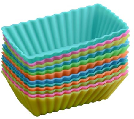 Hemobllo 24 piezas Moldes de Silicona Rectangulares para Magdalenas Resistentes al Horno Reutilizables Material Seguro de Alimenticio para Repostería Casera Color Aleatorio Color Aleatorio
