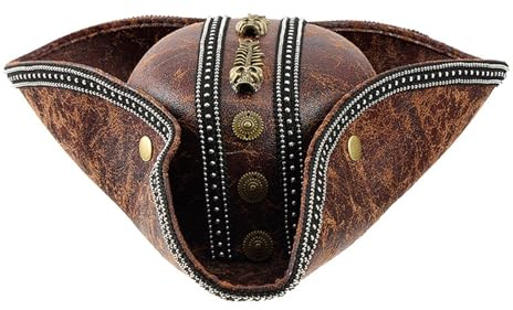 ZIDDAR Piratenhut im Vintage-Stil für Damen und Herren, praktischer PU-Lederhut für Rollenspiele und Kostümpartys, Fair Gear