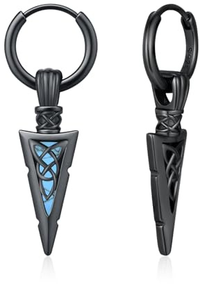 REDSUN Wikinger Pfeilspitze Creolen Ohrringe 925 Sterling Silber ViKing Huggie Ohrringe Keltisches Tropfen Nordische Schmuck für Herren Männer Damen Unisex Sohn Geschenk
