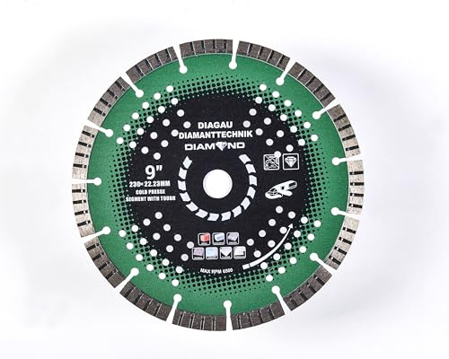 Diagau Diamanttechnik Disque à tronçonner diamanté, segment turbo, 300 mm, avec hauteur de segment de 12 mm, alésage 25,4 mm, pour béton, granit et pierre