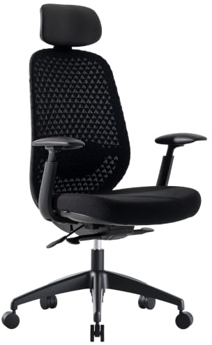 SEATCO S1 Ergonomic Office Chair, Adjustable Seat Depth,4D Armrests, Black | 3D Breathable Mesh, Adjustable Cushioned Lumbar Support, 4-Position Tilt Lock, Adjustable Headrest, Orthopedic 55D Seat Foam