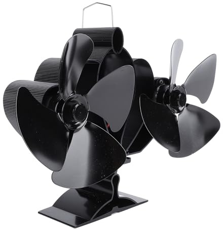 Hyuduo Ventilatore a Doppio Fuoco a 8 Pale, Termoventilatore per Camino in Lega di Alluminio con Termometro Magnetico, Circolazione Efficiente del Calore