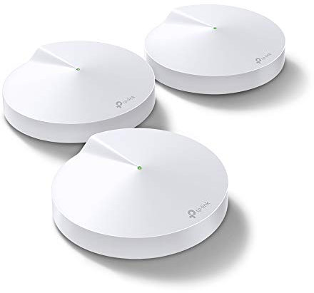 TP-Link Deco M5 (3-Pack) - AC1300 Wi-Fi Mesh, Cobertura hasta 500 m², Doble Banda 2.4 GHz/5 GHz, 2 x Puertos Gigabit por Unidad, CPU de 4 núcleos, función Router y Punto de Acceso, Color Blanco