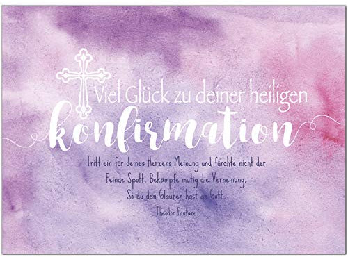 Einladungskarten Manufaktur Hamburg Glückwunschkarte Konfirmation mit Umschlag/Rosa Aquarell mit Text/Konfirmationskarten/Karte für Glückwünsche/Feier