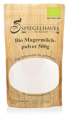 Bäckerei Spiegelhauer Bio Mager-Milchpulver 500 g Bio Milchpulver ohne Zusätze milk powder I auch geeignet für Joghurt-Herstellung, Eis-Herstellung I Trockenmilchpulver, Beutel
