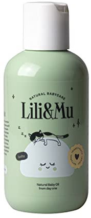 Lili&Mu Natürliche Pflegeöl, pflegendes Babyöl 150 ml - Babypflege Massageöl mit Jojobaöl Ringelblumenextrakt Vitamin E, Öl für zarte Babyhaut, Vegan Körperöl Ideal für Babymassage - Body oil
