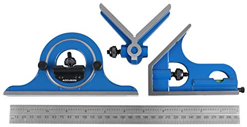 Accusize Industrial Tools Combination Square Set, 12''/300mm, 4 Pcs/Set, 0000-8108