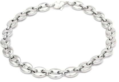 HIJONES Minimalista Scintillante 11MM Argento caffè Fagiolo Catena Collana da Uomo Donna in Acciaio Inossidabile