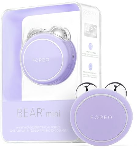 FOREO BEAR mini, massaggiatore viso antirughe con microcorrente | Massaggio viso mirato per rughe della fronte e doppio mento | Ginnastica facciale | Lifting viso non invasivo | Lavender