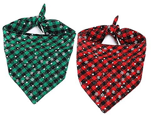 Hunde-Weihnachts-Bandana, 2er-Pack, Hundehalstuch, Halsband, groß, Haustiere, Weihnachten, Halstuch, Outfit, Dreieck-Lätzchen, waschbar, Geburtstagsgeschenk für Labrador, Golden Retriever, Bulldoggen