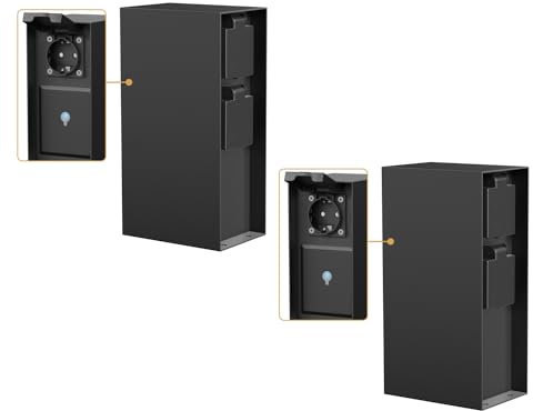 ledscom.de 2 Stück Garten Steckdosensäule POMI für außen, IP44, Smart Home, WLAN, Alexa, 3-Fach, Edelstahl, schwarz, eckig, 23 cm