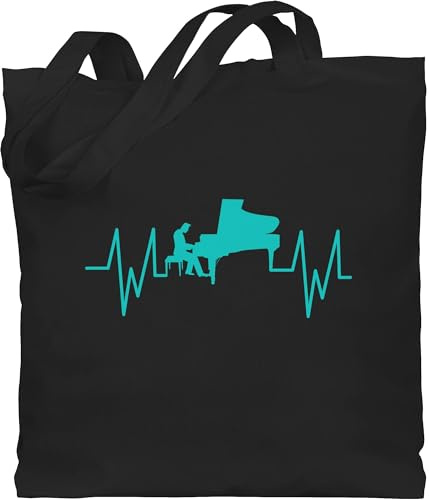 Shirtracer - Baumwolltasche - Musik Instrument Zubehör - Flügel Herzschlag Klavier