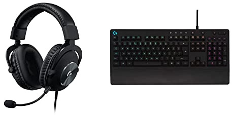 Logitech G G Pro X Over Ear Gaming Headset, Black & Logitech G G213 Prodigy RGB USB Video Game Keyboards, black