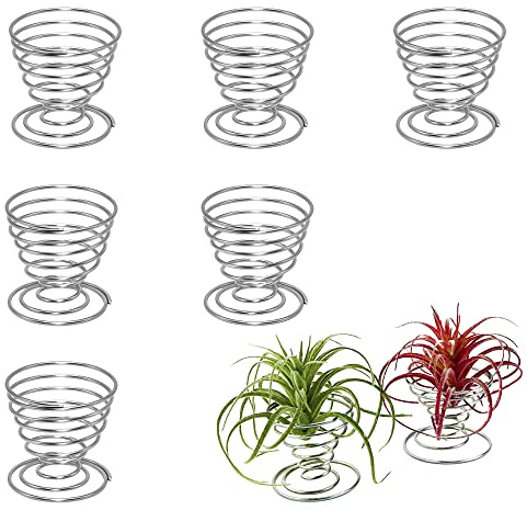Gotetiso 6 Stück Luftpflanzenständer, Pflanzenständer, Mini-Ständer, geometrische Halterung aus Metall, Luftvase, Tillandsia, Pflanzgefäß, Präsentationsständer, Silberbasis