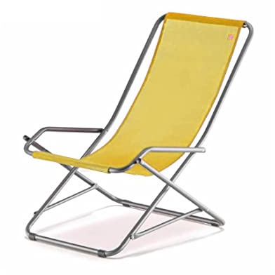 Fiam Dondolina Art. 023TXSE Liegestuhl aus Aluminium, Polsterung aus Textilene, Farbe Curry Gelb, 63x79 h. 96.5