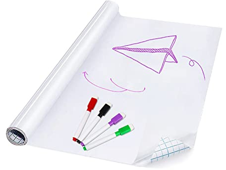Woeau Rouleau d'autocollants pour tableau blanc effaçable à sec – Papier peint à faire soi-même 44 x 200 cm pour tableau blanc enfant 45 x 200 cm, papier peint à décoller et coller pour la, bbt-g-011