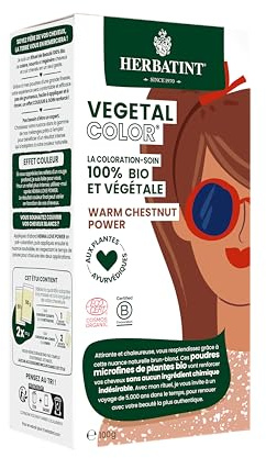 Herbatint Vegetal Color - Coloration végétale 100% naturelle et bio, WARM CHESTNUT POWER - Châtain Chaud 100 grammes