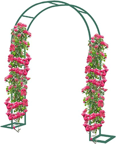 Zwpily Arche Jardin Aluminium Largeur, Arche À Rosiers Métal, Filet À Plantes Grimpantes, Filet de Treillis, pour Récolte de Concombres, Légume, Vignes, Plantes Grimpantes,Vert,W1.2mxH2.2m
