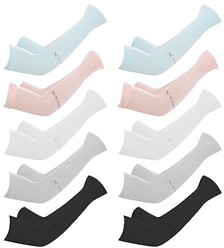 Regerly Manicotto UV Protezione Braccia, Raffreddamento Manicotti Anti-UV Braccia Unisex Protezione Solare Manicotti per Braccio Umidità Traspirante Corsa Ciclismo Giardinaggio Attività (10 Paio)