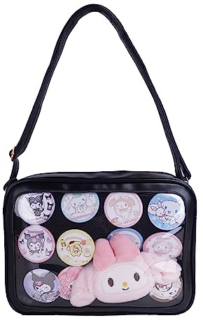 CoolChange Japansk Ita bag axelväska med transparent fönster | Itabag-väska | 22 x 30 cm, Färg: svart