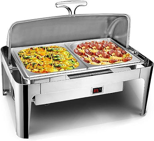 FLTRGO Chafing Dish Electrico Buffet, 9L Calentador de Comida Bandeja de Calentamiento para Reuniones Familiares - Mer la Comida Caliente, 600W