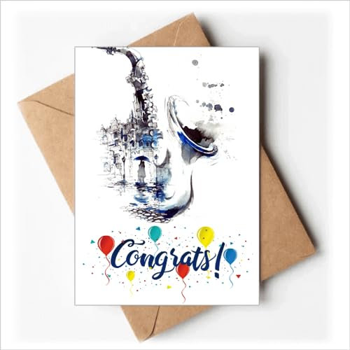 Sax Gebäude Regenschirm Aquarell Hochzeit Karten Glückwunsch Gruß Umschläge