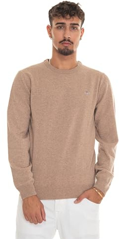 GANT Superfine lammull C-hals, Dk. Sand melerad, 4XL