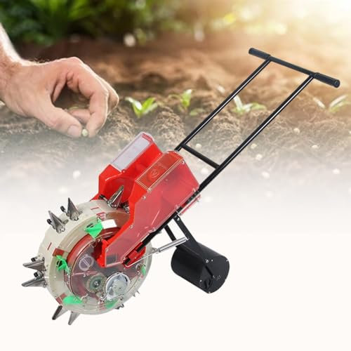 Garden Push Seeder Hand-Push Manual Seeder, Multi-function Hand-Push Roller Seeder and Fertilizer Applicator, Peanut Corn Bean Planter Precision Garden Seed Planter Planting Depth 1.4-3IN,12Holes
