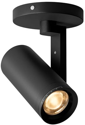 Aisilan Zoombarer Deckenstrahler Schwarz LED 12W Dimmbarer Deckenspot, Einstellbarer Strahlwinkel 10°-55°, Schwenkbarer Winkel, Aluminium-Akzentlampe, CRI 97, für Flur, Wandmalerei und Wohnzimmer
