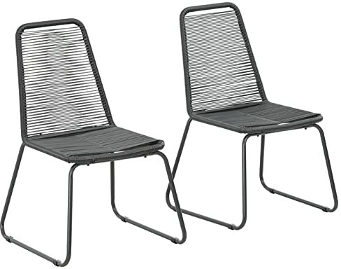 ZEYUAN Gartenstühle 2 STK. Gartenmöbel, Balkonstühle, Balkonmöbel, Bistrostuhl, Garten Stühle, Armlehnenstuhl, Poly Rattan Schwarz