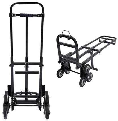 ACROSSPART Treppensteiger Sackkarre Klappbar, Transportkarre aus Stahl, Treppensackkarre Einkaufstrolley Treppensteiger mit 6 Räder, Einstellbare Transportkarre für Lagerhäuser Flughäfen, 210KG
