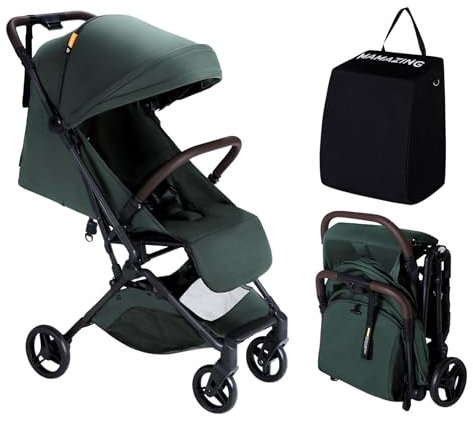 MAMAZING Ultra Air Lightweight Baby Travel Stroller with Carbon Fiber Frame, Compact & Airplane-Friendly, One-Handed Fold, 11.6 lbs, Perfect for Toddlers, Green