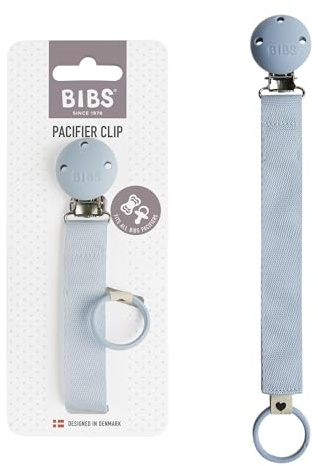 BIBS Schnullerband – Sichern Sie den Nuckel Ihres Babys mit einem Schnullerband aus strapazierfähigem Polyester und einem nickelfreien Metallclip – geeignet für alle BIBS-Sauger - Dusty Blue