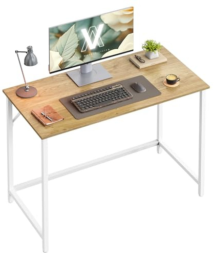 VASAGLE Scrivania per Computer, Postazione Lavoro, 50 x 100 x 76 cm, Scrivania da Ufficio, Studio Camera da Letto Soggiorno, Rovere Naturale e Bianco Perla LWD041W70V1