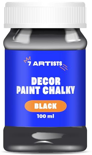 7 Artists Chalk Paint Nero 100 ml Finitura Opaca | Pittura per Mobili Senza Carteggiare | Colori | Vernice per Legno | Vintage Paint