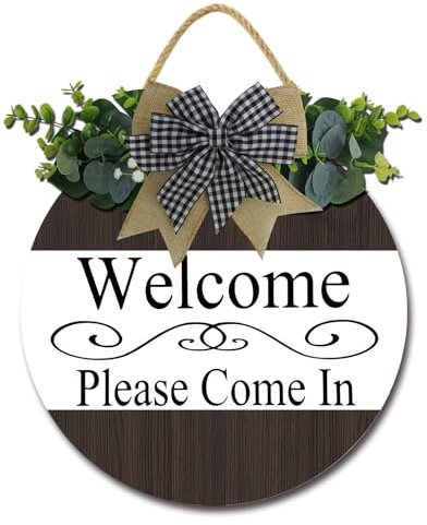 Geroclonup Cartello di benvenuto per porta d'ingresso, casa, ufficio, affari, cartello di benvenuto per porta, portico, ingresso, decorazione da parete, con scritta Welcome Please Come in, per casa