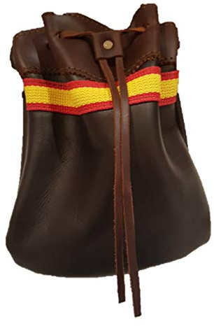 Bolsa de Piel para Ojeo con Detalles de la Bandera de España, 20 x 20 x 5 cm, Capacidad de 40 Cartuchos